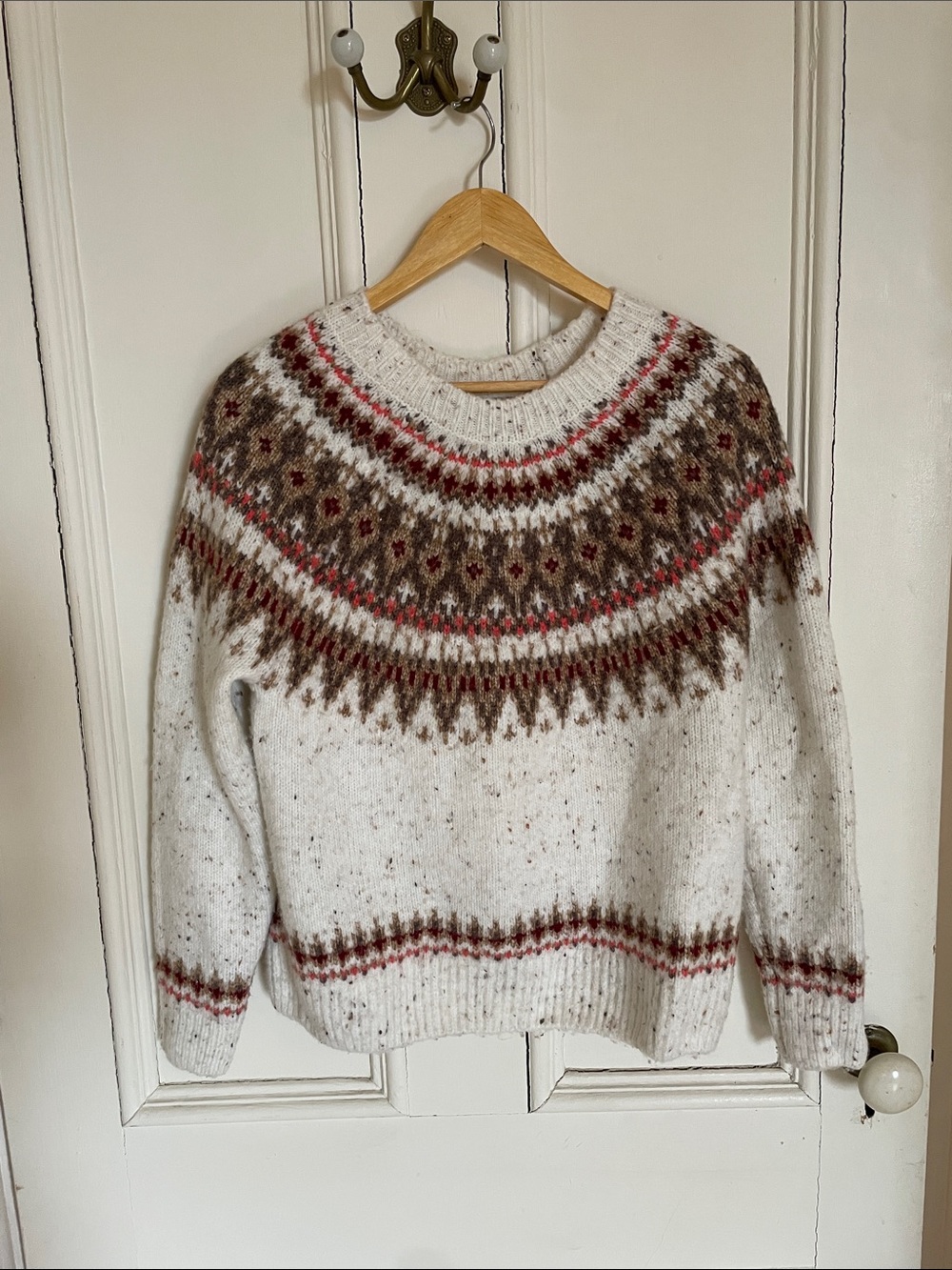 Women's Cream Fair Isle Wool-Blend Crewneck Sweater